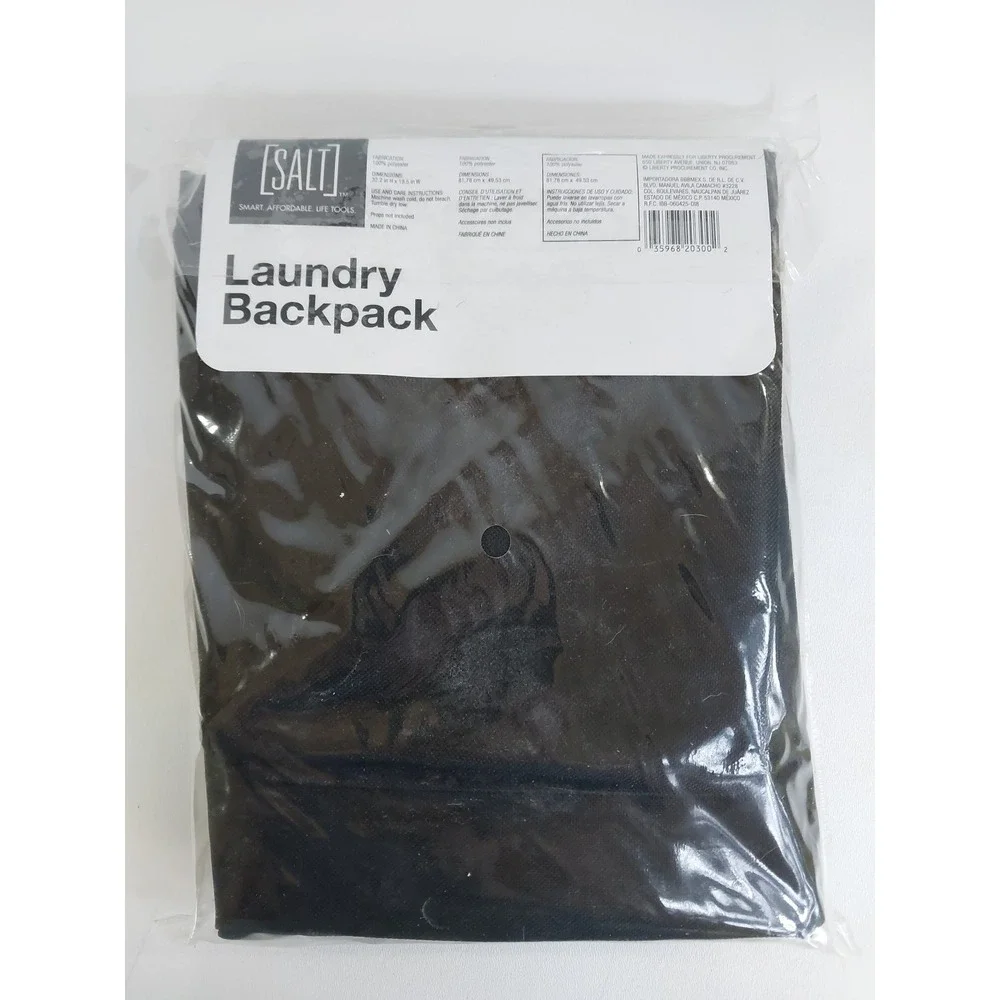 SALT‎ Large Laundry 3 Loads Clothes Backpack 32.2 x 19.5 Black Detergent Pocket